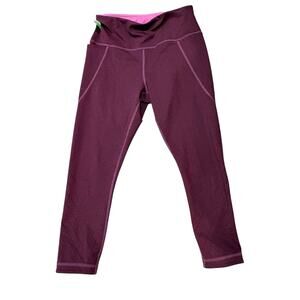 title nine burgundy leggings size small red valentine wine work out nylon